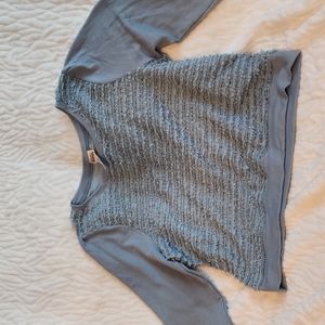 Dusty Blue cropped see-through long sleeve shirt